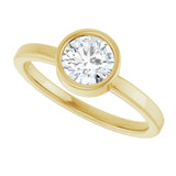 14K Gold Round Natural White Sapphire Bezel-Set Solitaire Ring - Yellow Gold - view 10