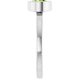 Platinum Round Natural Peridot Bezel-Set Solitaire Ring - view 9