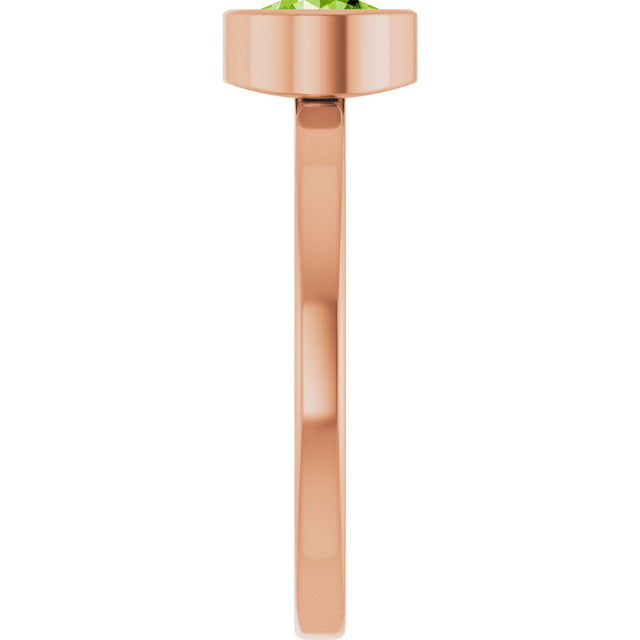 14K Gold Round Natural Peridot Bezel-Set Solitaire Ring - Rose Gold - view 9