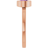 14K Gold Round Natural Amethyst Bezel-Set Solitaire Ring - Rose Gold - view 9
