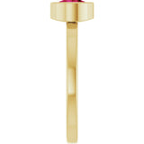 14K Gold Round Lab-Grown Ruby Bezel-Set Solitaire Ring - Yellow Gold - view 9