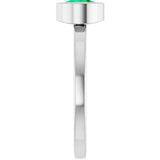 Platinum Round Lab-Grown Emerald Bezel-Set Solitaire Ring - view 9