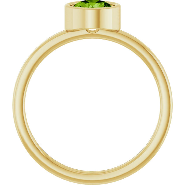 14K Gold Round Natural Peridot Bezel-Set Solitaire Ring - Yellow Gold - view 7