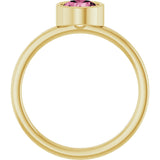 14K Gold Round Natural Pink Tourmaline Bezel-Set Solitaire Ring - Yellow Gold - view 7