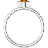 Platinum Round Natural Citrine Bezel-Set Solitaire Ring - view 7