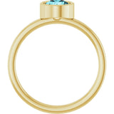 14K Gold Round Natural Blue Zircon Bezel-Set Solitaire Ring - Yellow Gold - view 7