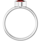 14K Gold Round Natural Mozambique Garnet Bezel-Set Solitaire Ring - White Gold - view 7
