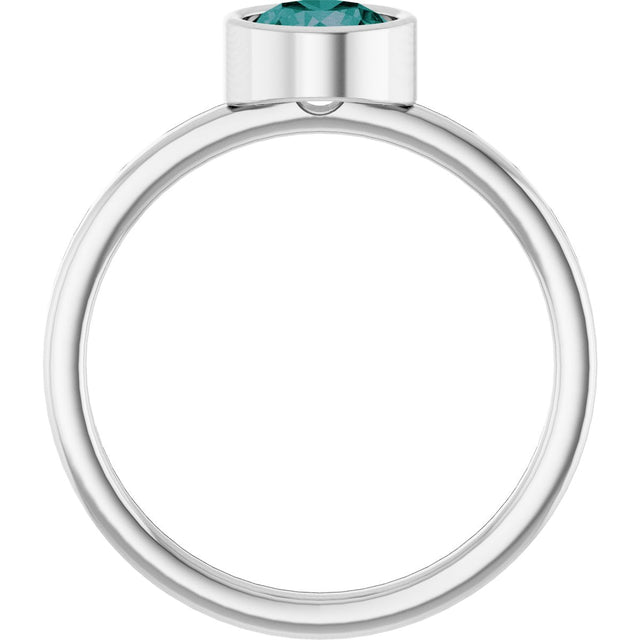Platinum Round Lab-Grown Alexandrite Bezel-Set Solitaire Ring - view 7