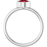 14K Gold Round Lab-Grown Ruby Bezel-Set Solitaire Ring - White Gold - view 7