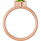 14K Gold Round Natural Peridot Bezel-Set Solitaire Ring - Rose Gold - view 7