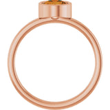 14K Gold Round Natural Citrine Bezel-Set Solitaire Ring - Rose Gold - view 7