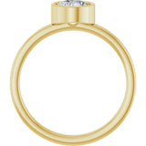 14K Gold Round Natural White Sapphire Bezel-Set Solitaire Ring - Yellow Gold - view 7