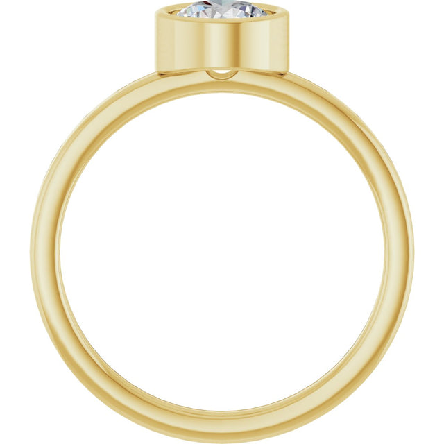 14K Gold Round Natural White Sapphire Bezel-Set Solitaire Ring - Yellow Gold - view 7