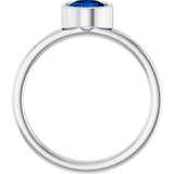 14K Gold Round Lab-Grown Blue Sapphire Bezel-Set Solitaire Ring - White Gold - view 7