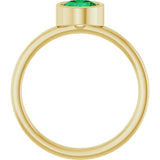 14K Gold Round Natural Emerald Bezel-Set Solitaire Ring - Yellow Gold - view 7