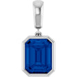 Platinum Emerald Lab-Grown Blue Sapphire Bezel-Set Pendant
