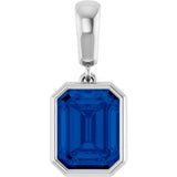 Platinum Emerald Lab-Grown Blue Sapphire Bezel-Set Pendant