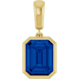 14K Gold Emerald Lab-Grown Blue Sapphire Bezel-Set Pendant - Yellow Gold