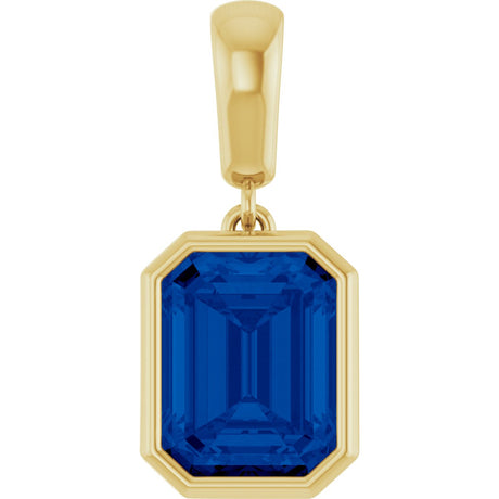14K Gold Emerald Lab-Grown Blue Sapphire Bezel-Set Pendant - Yellow Gold