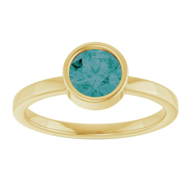 14K Gold Round Lab-Grown Alexandrite Bezel-Set Solitaire Ring - Yellow Gold - view 8