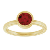 14K Gold Round Natural Mozambique Garnet Bezel-Set Solitaire Ring - Yellow Gold - view 8