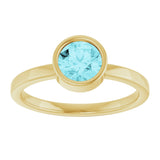 14K Gold Round Natural Blue Zircon Bezel-Set Solitaire Ring - Yellow Gold - view 8