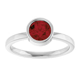 Platinum Round Natural Mozambique Garnet Bezel-Set Solitaire Ring - view 8