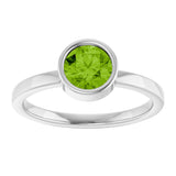 14K Gold Round Natural Peridot Bezel-Set Solitaire Ring - White Gold - view 8