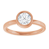 14K Gold Round Natural White Sapphire Bezel-Set Solitaire Ring - Rose Gold - view 8