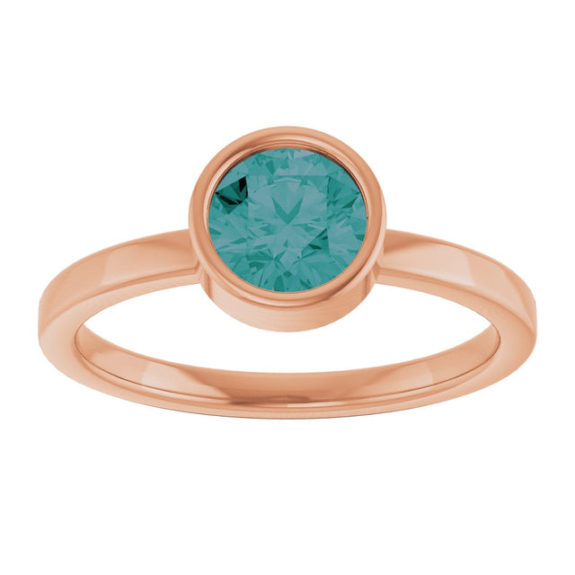 14K Gold Round Lab-Grown Alexandrite Bezel-Set Solitaire Ring - Rose Gold - view 8