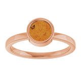 14K Gold Round Natural Citrine Bezel-Set Solitaire Ring - Rose Gold - view 8