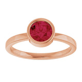 14K Gold Round Lab-Grown Ruby Bezel-Set Solitaire Ring - Rose Gold - view 8