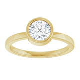 14K Gold Round Natural White Sapphire Bezel-Set Solitaire Ring - Yellow Gold - view 8