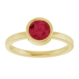 14K Gold Round Lab-Grown Ruby Bezel-Set Solitaire Ring - Yellow Gold - view 8