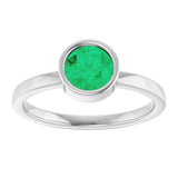 Platinum Round Lab-Grown Emerald Bezel-Set Solitaire Ring - view 8