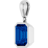 14K Gold Emerald Lab-Grown Blue Sapphire Bezel-Set Pendant - White Gold - view 2