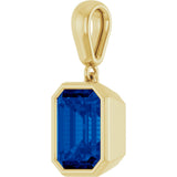 14K Gold Emerald Lab-Grown Blue Sapphire Bezel-Set Pendant - Yellow Gold - view 2