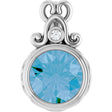 14K Gold Round Natural Swiss Blue Topaz & Natural Diamond Bezel-Set Accented Pendant – 0.02 CTW