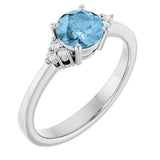 10K Gold Oval Natural Sky Blue Topaz & Lab-Grown Diamond Accented Ring – 6x4mm - White Gold