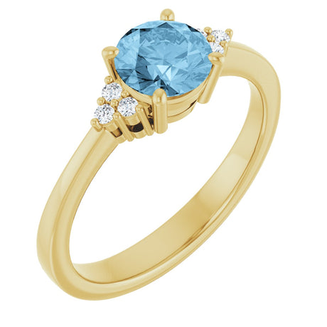 10K Gold Oval Natural Sky Blue Topaz & Lab-Grown Diamond Accented Ring – 6x4mm - Yellow Gold