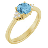 14K Gold Oval Natural Sky Blue Topaz & Lab-Grown Diamond Accented Ring – 6x4mm - Yellow Gold