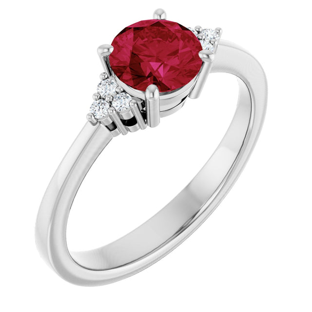 Platinum Oval Lab-Grown Ruby & Lab-Grown Diamond Accented Ring – 6x4mm
