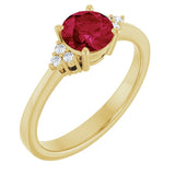 10K Gold Oval Lab-Grown Ruby & Lab-Grown Diamond Accented Ring – 6x4mm - Yellow Gold