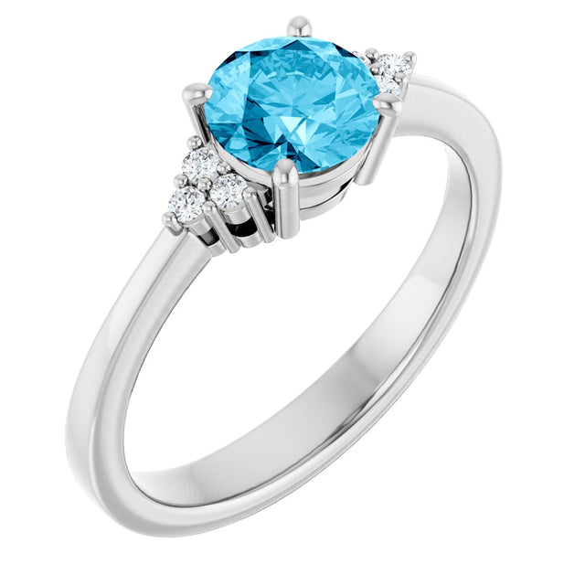 10K Gold Oval Lab-Grown Diamond Accented Ring - White Gold