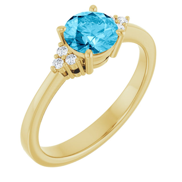 10K Gold Oval Lab-Grown Diamond Accented Ring - Yellow Gold