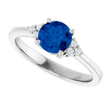 10K Gold Oval Lab-Grown Blue Sapphire & Lab-Grown Diamond Accented Ring – 6x4mm - White Gold - view 5