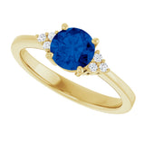 10K Gold Oval Lab-Grown Blue Sapphire & Lab-Grown Diamond Accented Ring – 6x4mm - Yellow Gold - view 5