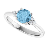 10K Gold Oval Natural Sky Blue Topaz & Lab-Grown Diamond Accented Ring – 6x4mm - White Gold - view 5