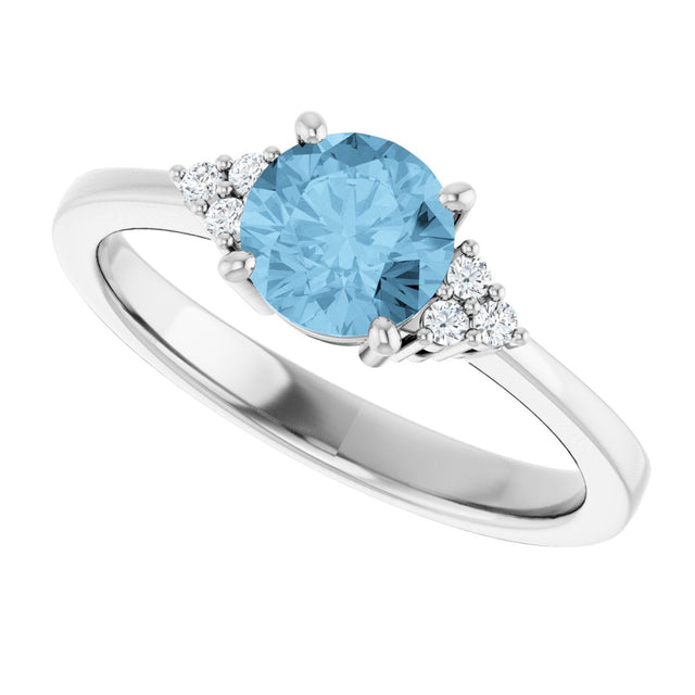 10K Gold Oval Natural Sky Blue Topaz & Lab-Grown Diamond Accented Ring – 6x4mm - White Gold - view 5