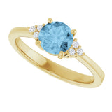10K Gold Oval Natural Sky Blue Topaz & Lab-Grown Diamond Accented Ring – 6x4mm - Yellow Gold - view 5